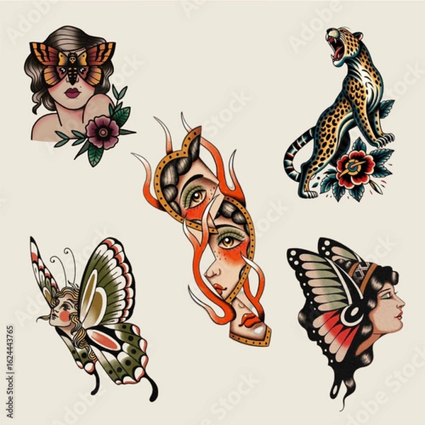 Obraz 
Vintage collage collection element,retro sticker design