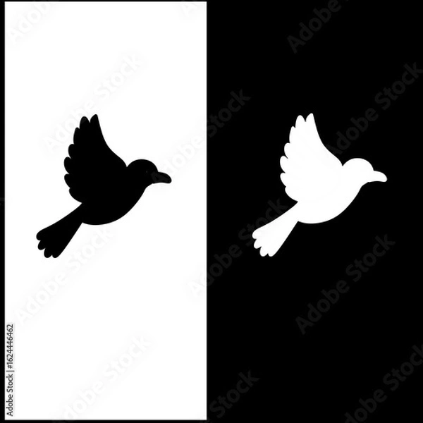 Obraz Dove Icon on Black and White Vector Backgrounds