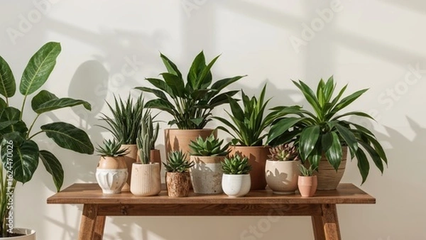 Fototapeta Assorted potted greenery displayed on a surface