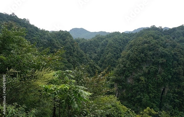 Obraz mountain landscape with trees and clouds