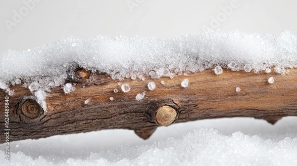 Obraz Snow-covered branch with glistening ice crystals
