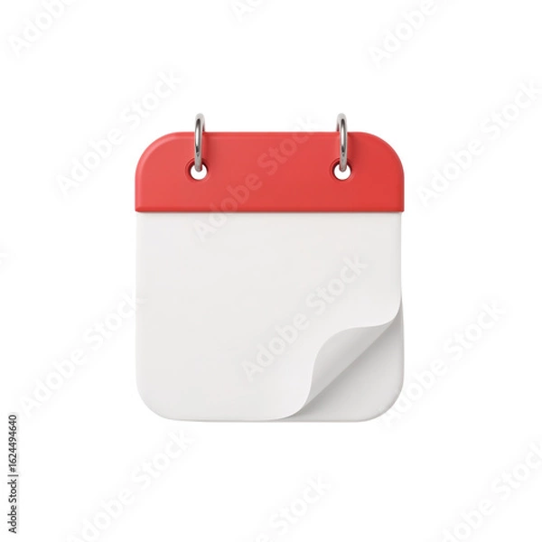 Fototapeta Stylized calendar illustration showcasing a clean design with a red header and a blank white page