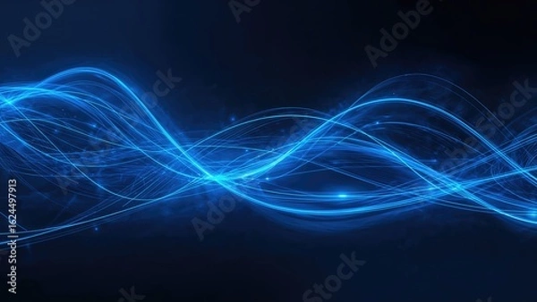 Fototapeta Neon Blue Illuminated Abstract Line Design