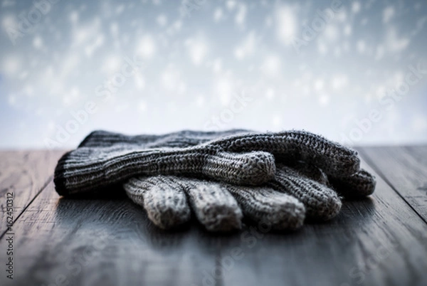 Obraz Gloves winter scene background.