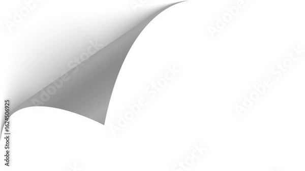 Fototapeta Layout, sticker, color, flyer, vector, business, paper, Folded paper. Curved corner paper with shadow. Png White page rotates bottom right on transparent background.