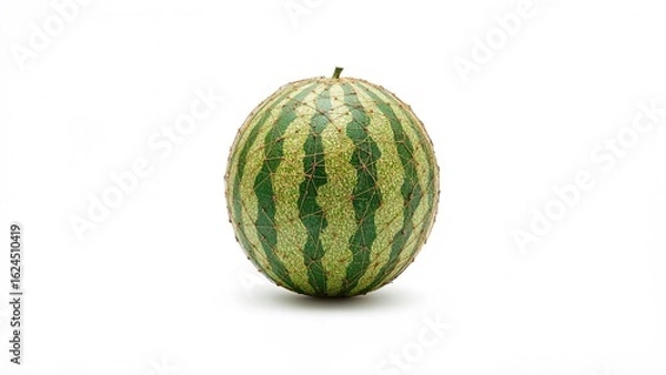 Fototapeta Digital artwork of watermelon resembling beaded embroidery on a plain white surface