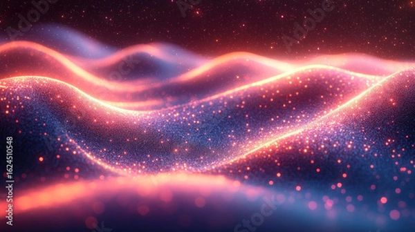 Fototapeta Abstract digital waves of glowing particles