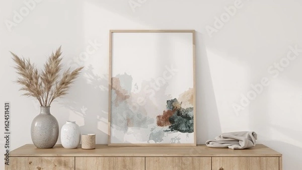 Fototapeta Wall decoration canvas and picture frame shown in a mockup