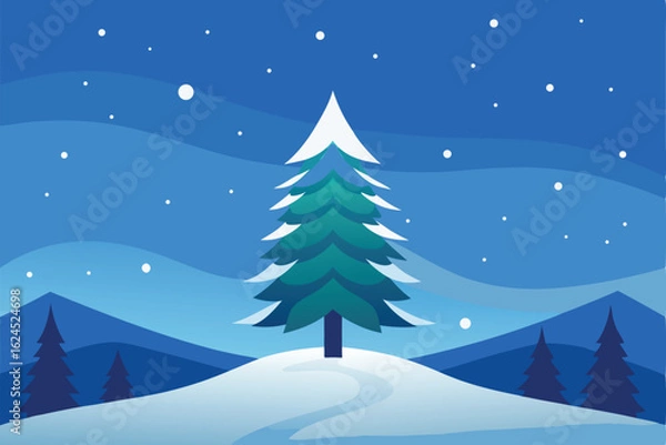 Fototapeta snow covered fir tree wallpaper layered with light (2).eps