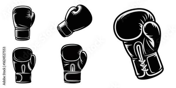 Fototapeta boxing gloves logo vector icon illustration, Set of Boxing gloves vector illustration. Hanging boxing gloves, Dynamic grunge vector illustration featuring hanging Muay Thai boxing gloves, boxing glove