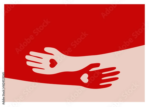 Obraz Cartoon character: the hug, relationship, take care, heart to heart