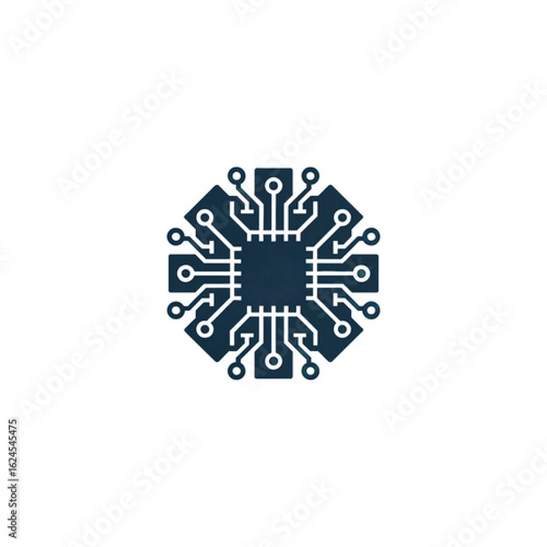 Obraz Futuristic Octagonal Microchip Icon.