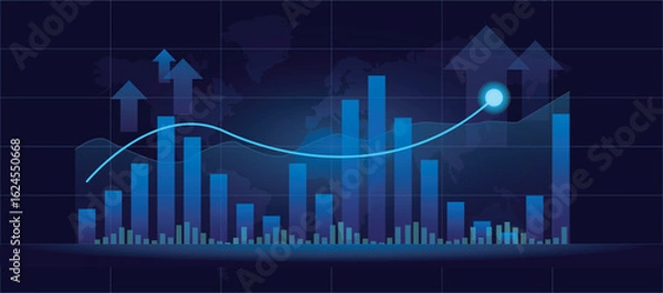 Fototapeta blue line chart stock market
