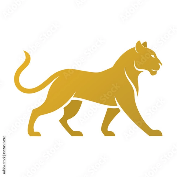 Fototapeta Golden Tiger Silhouette with Raised Tail in Luxury Minimal Design