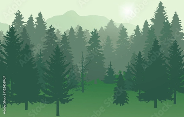 Obraz Forest nr2 green with sun