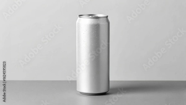 Obraz Blank silver aluminum soda can standing upright on a table