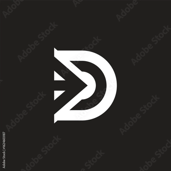 Fototapeta letter d negative space simple geometric logo vector