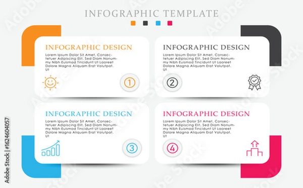 Fototapeta Modern infographic label design with Icons infographic template design and 4 options or steps. Can be used for process diagram, presentations, workflow layout, banner vector.