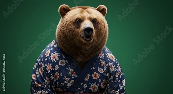 Obraz Bear wearing patterned shirt
