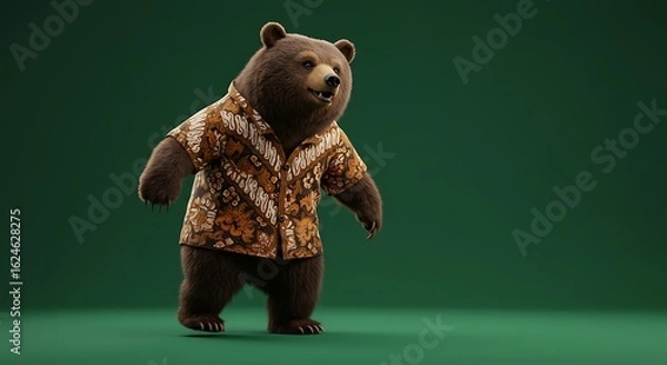 Obraz Bear wearing patterned shirt full shot