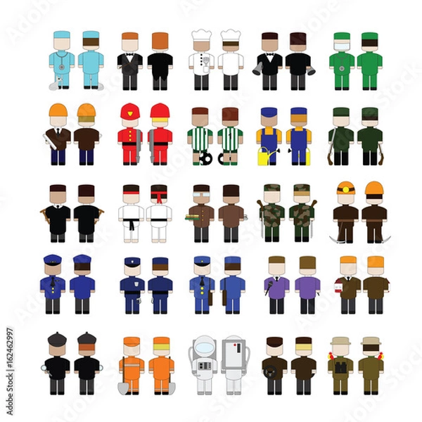 Obraz A big set of different professions in uniform two side