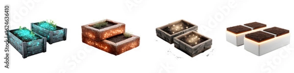 Fototapeta Modern Illuminated Planters: Garden Design Elements