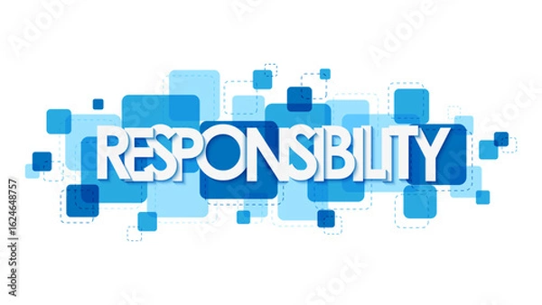 Obraz RESPONSIBILITY vector typography banner with blue overlapping squares