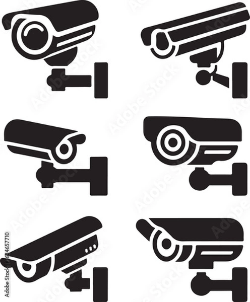 Fototapeta CCTV Camera Silhouettes Set
