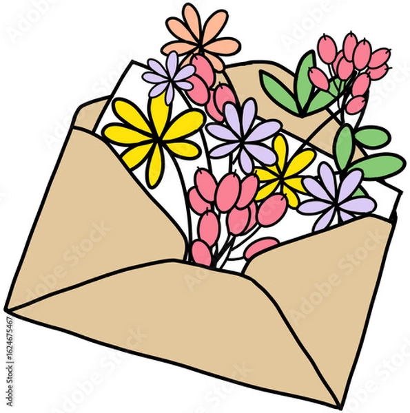 Obraz envelope with flowers 편지  꽃 선물 기념일