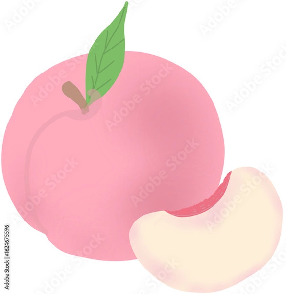 Obraz apple with leaf 납작복숭아 복숭아