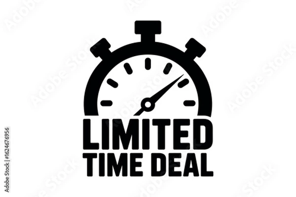 Obraz Black stopwatch icon with limited time deal text timer