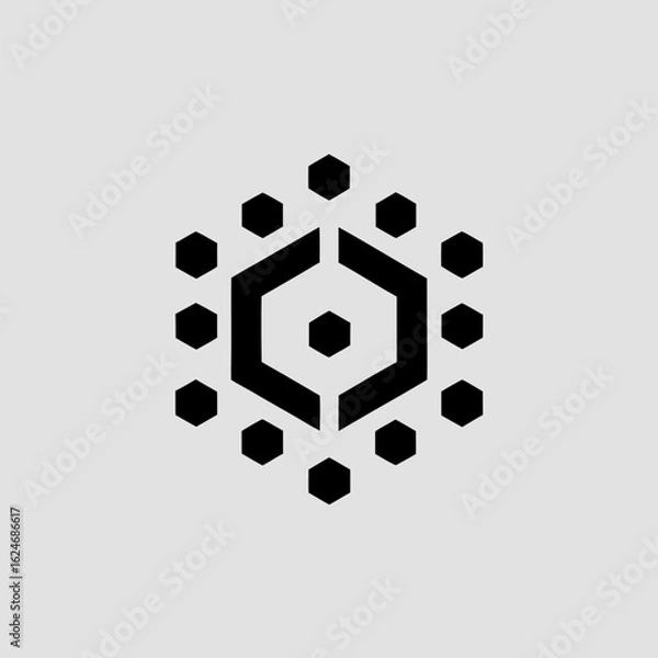 Fototapeta Abstract geometric hexagon pattern forming a stylized crystal or molecular structure on a light gray background logo