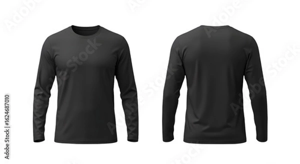 Fototapeta Mockup Long Sleeve Black Shirt Front and Back View on Transparent Background