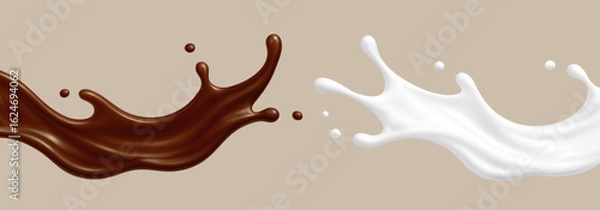 Obraz Milk and chocolate splashes. Vector illustration