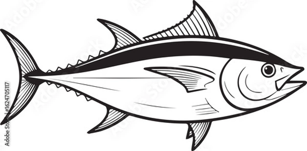 Fototapeta sketch style tuna fish vector for sushi restaurant, seafood menu, market label and commercial art projects