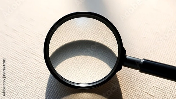 Obraz Magnifying glass on a textured surface with soft focus, suggesting inspection or detailed examination.