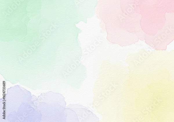 Fototapeta Minimal Abstract Art of Softly Blended Pastel Watercolor on Handmade Paper Texture