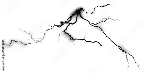 Fototapeta Electric Charge Powerful strike of lightning high voltage power on transparent background