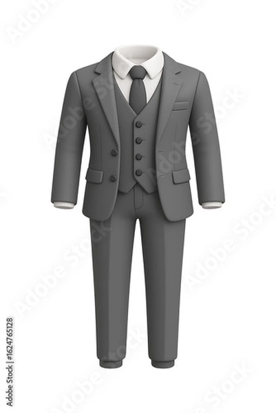 Fototapeta 3d Grey slim fit three piece suit high quality realistic image