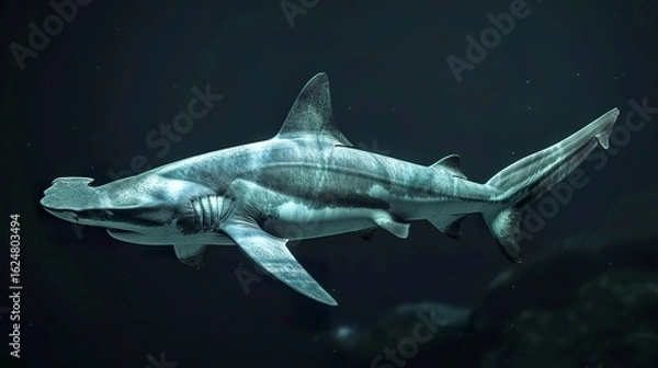 Fototapeta A photo of a hammerhead shark swimming