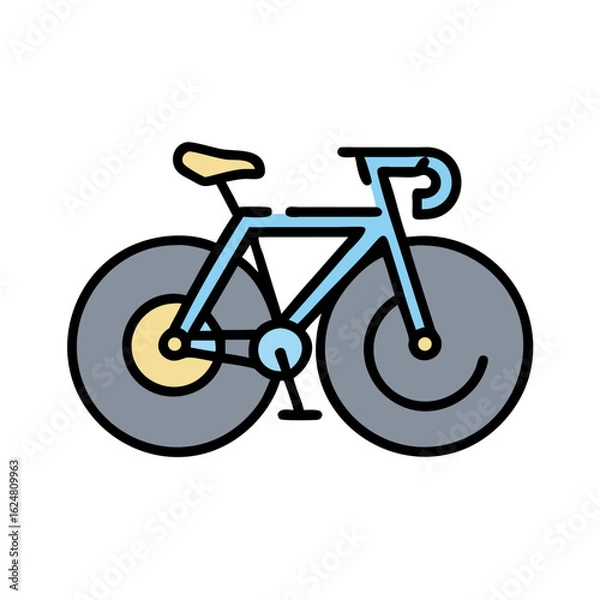 Fototapeta Road bicycle with drop handlebars and thin tires on plain background, symbolizing personal transport, cycling sport, and healthy active lifestyle

