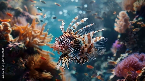 Fototapeta A photo of a lionfish in the reef
