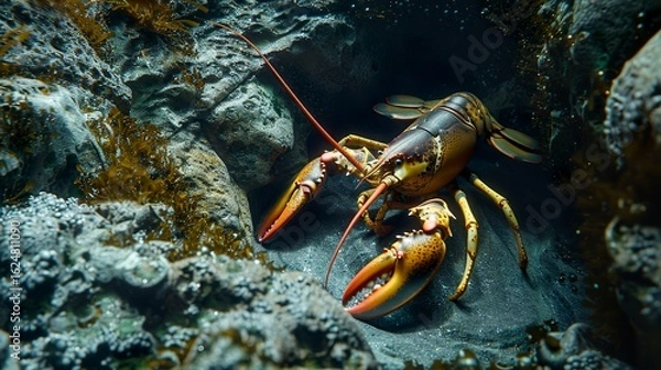 Fototapeta A photo of a lobster in a crevice