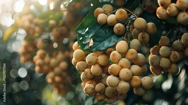 Fototapeta A photo of a longan tree with longans.