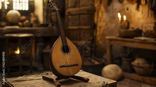 Fototapeta A photo of a lute on a stand