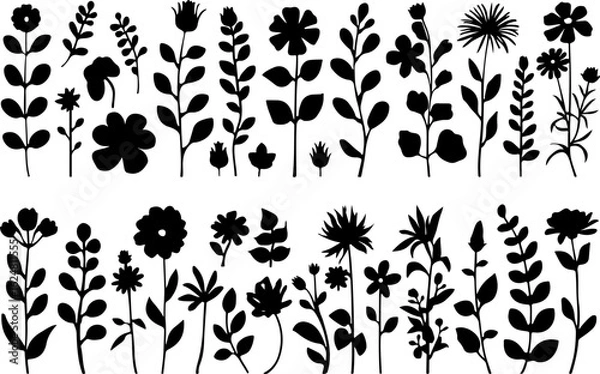 Fototapeta Botanical Silhouette Collection" vector bundle