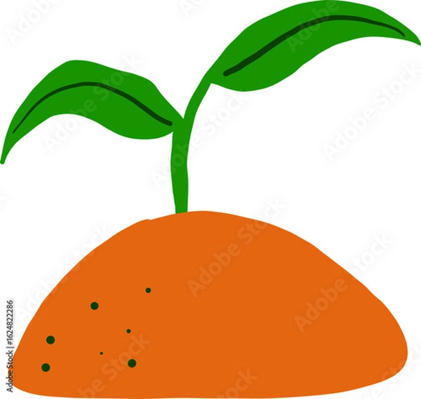 Obraz Flat Sprouting Plant Icon Growing From Soil