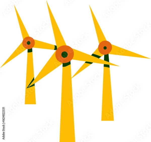 Obraz Flat Wind Turbine Illustration In Orange And Yellow