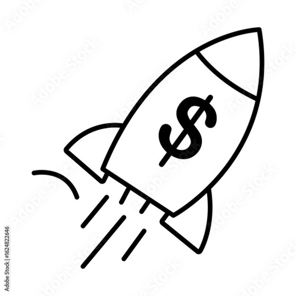 Obraz Financial Startup Launch icon. Vector icon design