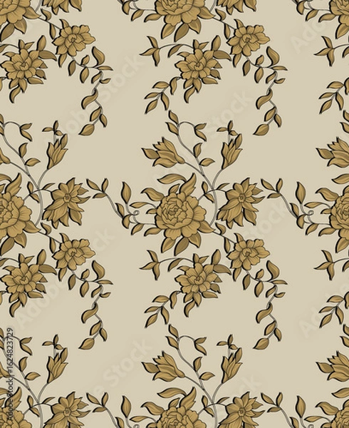 Obraz seamless pattern with leaves and flowers